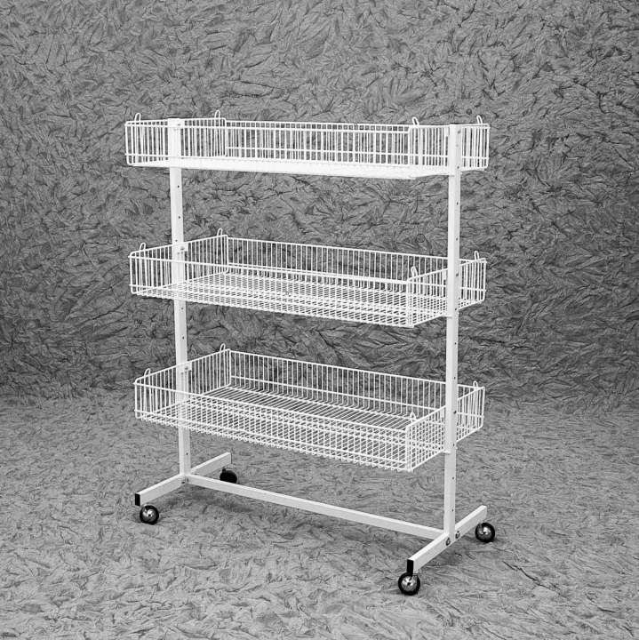 Espositore Multiuso Con Cestoni In Tondino Di Ferro